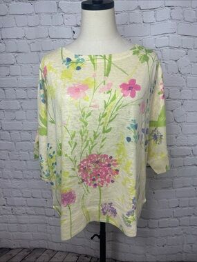 Nally & Millie USA Oversized Floral Lightweight Knit Sweater S/M Made in USA